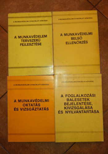 4 kiadvány A munkavédelem gyakorlati kérdései című kiadványból: A munkavédelmi oktatás és vizsgáztatás, A foglalkozási balestek bejelentése és kivizsgálása, A munkavédelem tervszerű fejlesztése., Munkavédelmi belső ellenőrzés