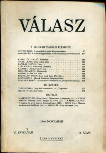 Illys Gyula - Vlasz VI. vf. 2. szm 1946 November