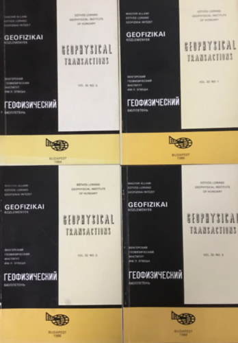 Geofizikai k�zlem�nyek - Geophysical transactions -  t�bb nyelv� (1984-1988) 9 k�tet