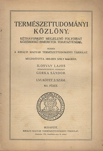 Term�szettudom�ny k�zl�ny - LVI. k�tet 3. sz�m. 811. f�zet