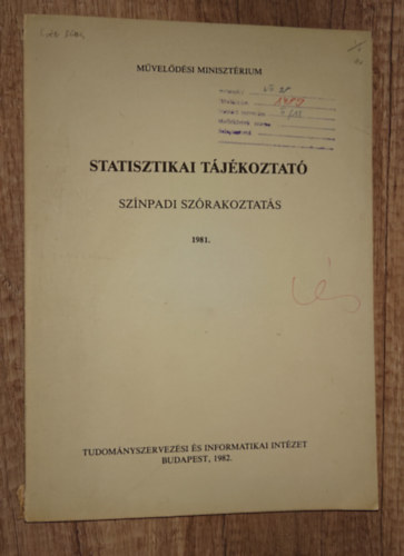 Statisztikai t�j�koztat� - Sz�npadi sz�rakoztat�s - 1981.
