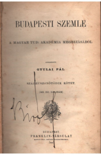 Gyulai Pl - Budapesti szemle 125. ktet ( 349., 350., 351. szm )