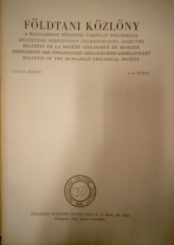 F�ldtani k�zl�ny XCVIII. k�tet 3.-4. f�zet / 1968. j�lius-december