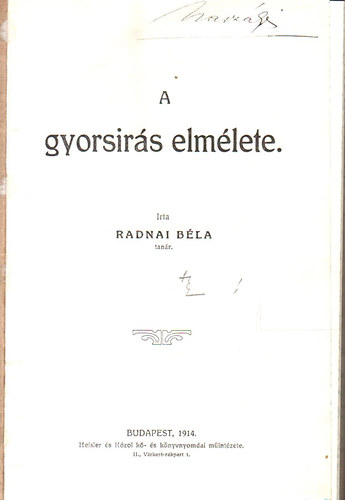 Radnai B�la - A gyors�r�s elm�lete