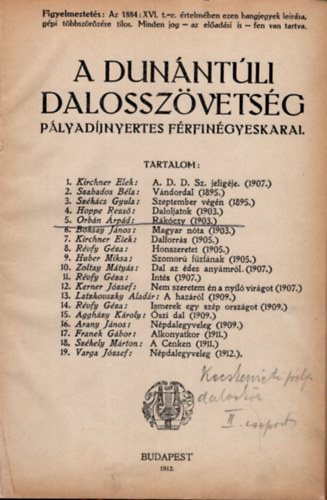 A dun�nt�li dalossz�vets�g p�lyad�jnyertes f�rfin�gyeskarai