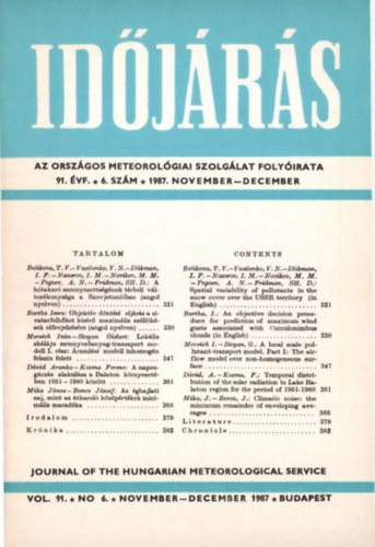 Szepesin Lrincz Anna  (szerk.) - Idjrs - Az Orszgos Meteorolgiai Szolglat Folyirata 91. vf. 6. szm