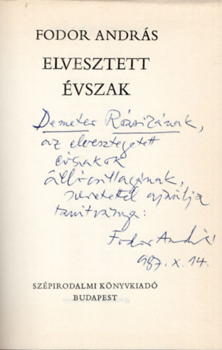 Fodor András - Elveszett évszak- dedikált