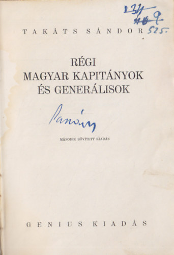 Tak�ts S�ndor - R�gi magyar kapit�nyok �s gener�lisok