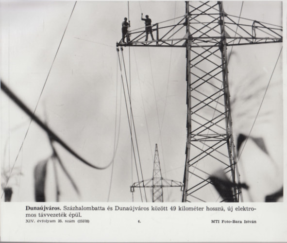 MTI eredeti fot: Dunajvros - Elektromos tvvezetk pts (17x23,5 cm)
