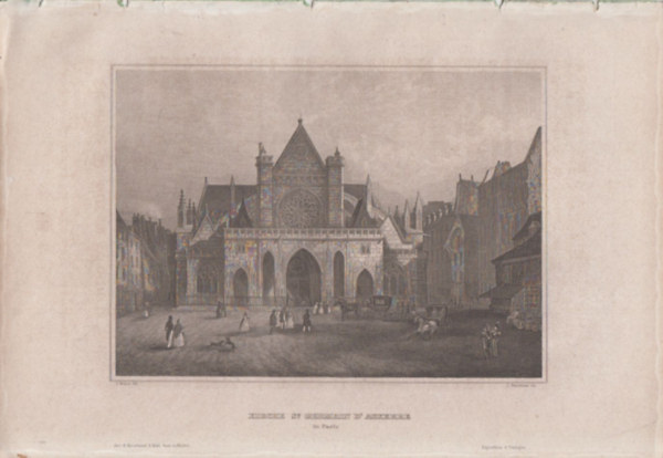 Kirche St Germain D' Auxerre (Saint-Germain - L'auxerrois templom, Prizs, Franciaorszg, Eurpa) (16x23,5 cm mret eredeti aclmetszet, 1856-bl)
