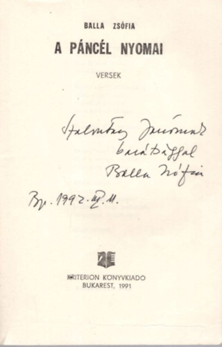 Balla Zs�fia - A p�nc�l nyomai - Versek - dedik�lt