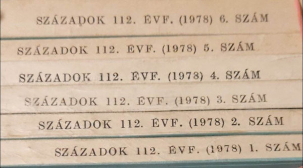 Szzadok 1978/1-6. (A Magyar Trtnelmi Trsulat kzlnye)