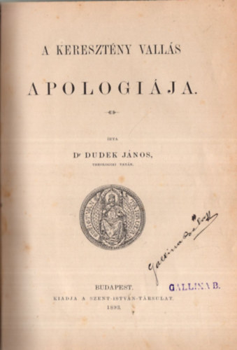 Dr. Dudek J�nos - A kereszt�ny vall�s apologi�ja