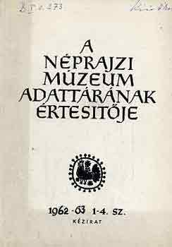 Morvay Péter (szerk.) - A Néprajzi Múzeum adattárának értesítője 1962-63. 1-4. sz.