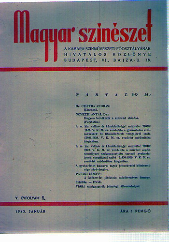 Magyar sznszet 1943/1-12. Teljes vfolyam