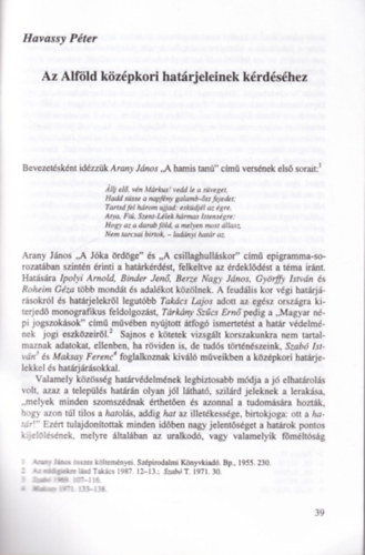 Havassy Péter - Az Alföld középkori határjeleinek kérdéséhez - Különlenyomat