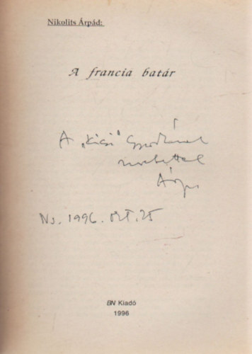 Nikolits Árpád - A francia batár