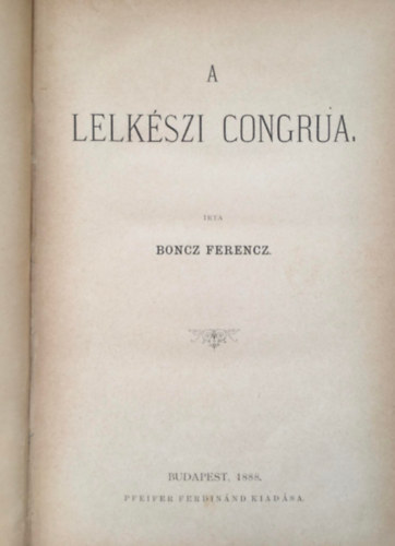 Boncz Ferenc - A lelkszi congrua