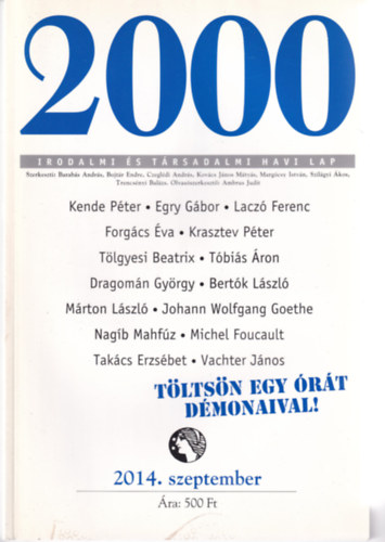 2000 Irodalmi és Társadalmi Havi Lap - 2014. szeptember