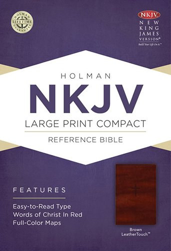 NKJV Large Print Compact Reference Bible, Brown LeatherTouch