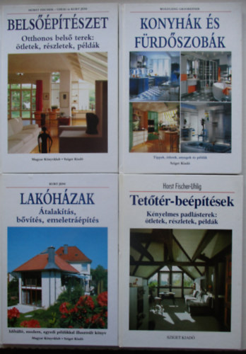 4 db belsptszeti, lakberendezsi knyv (Konyhk s frdszobk, Belsptszet, Tettr-beptsek, Lakhzak)