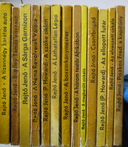 Rejtő Jenő - 10 db Rejtő regény (A tizennégy karátos autó, Bradley Tamás visszaüt, A sárga garnizon, A néma revolverek városa, A szőke ciklon, A boszorkénymesterm stb..)