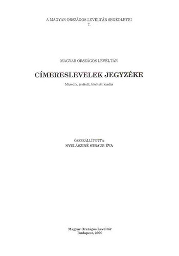 Nyulásziné Straub Éva szerk. - Címereslevelek jegyzéke