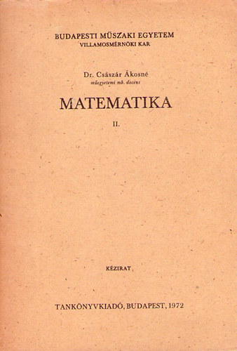 dr. Csszr kosn - Matematika II.