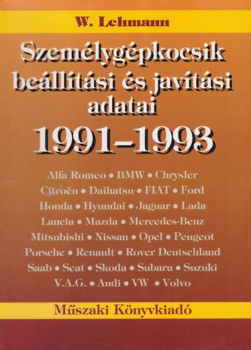 W. Lehmann - Szem�lyg�pkocsik be�ll�t�si �s jav�t�si adatai 1991-1993