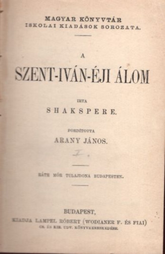 Shakspere - A szent-ivn-ji lom + A kamlis hlgy + Bnk Bn + A krk  ( 4 m egybektve )