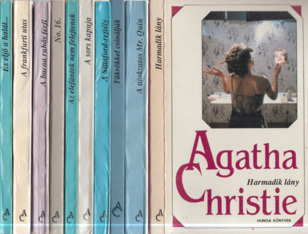 Agatha Christie - 10 db. Agatha Christie krimi (Harmadik lány + A titokzatos Mr. Quin + Tükrökkel csinálják + A Sittaford-rejtély + A sors kapuja + Az elefántok nem felejtenek + No. 16. + A barna ruhás férfi + A frankfurti utas + És eljő a halál...)