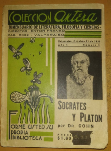 Dr. J. Cohn - Socrates y Platon (Szokrat�sz �s Plat�n) - Valparaiso, octubre 21 de 1935 (Imprenta  y Litografia Universo)