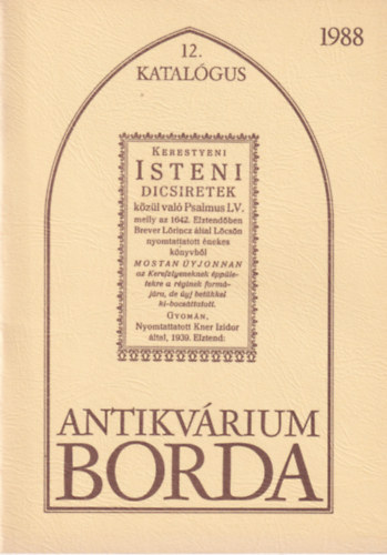 12. katal�gus - Borda Antikv�rium 1988