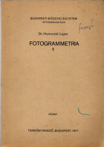 dr. Homor�di Lajos - Fotogrammetria II.