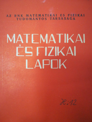 Matematikai s fizikai lapok 3. 1961 mrcius