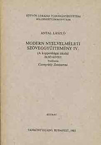 Modern nyelvelm�leti sz�veggy�jtem�ny IV. (A koppenh�gai iskola M�sodik k�tet) K�zirat