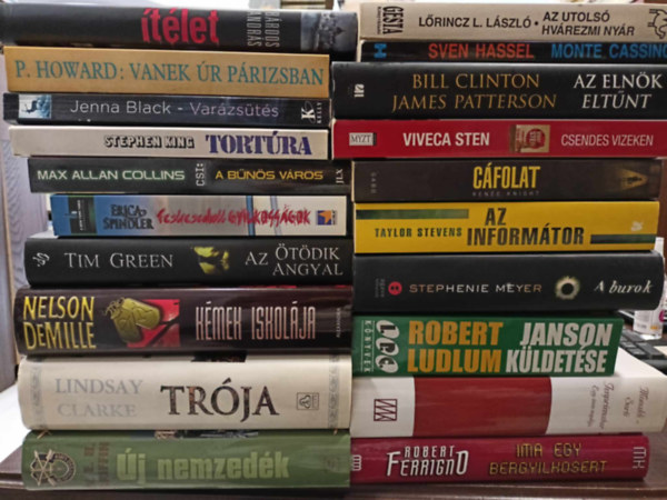 Bill Clinton Lrincz L. Lszl - Robert Ludlum, Brdos Andrs, Stephen King, Griffin W. E. B. James Patterson - Knyvcsomag 20 db. szrakoztat irodalom. Imprimatur egy inas naplja+Az utols Hvrzemi nyr+Monte cassino+Az elnk eltnt+Csendes vizeken+Cfolat+Az informtor+A burok+Janson kldetse+Ima egy brgyilkosrt+tlet+Vanek r Prizs