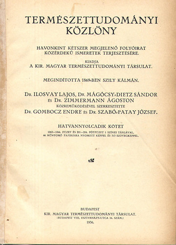 Ilosvay-Mágócsy-Zimmermann - Természettudományi közlöny 1936
