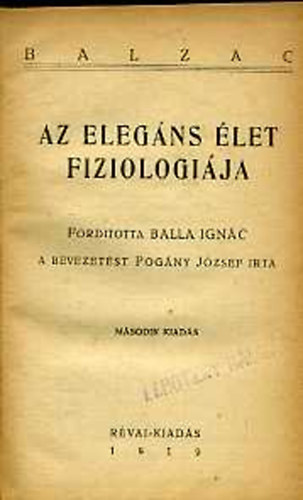 Balzac - Az eleg�ns �let fiziologi�ja