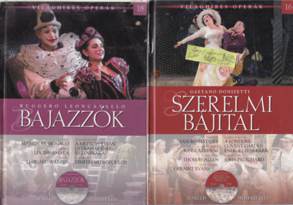 Johann Strauss, Leoncavallo, Donizetti - 3 db Vilghres operk CD mellklettel  ( egytt ) 1. Szerelmi bjital, 2. Bajazzk, 3. A denevr