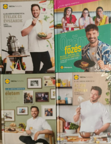 Lidl szakácskönyv csomag. - Ételek és évszakok + Öröm a főzés + Az étel iskolája + Életem ételei