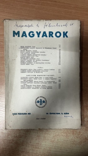 Juhász Géza (szerk.) - Magyarok 1948 február hó - IV. évfolyam 2. szám