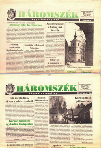 Bogd�n L�szl�, Ferencz Csaba, Sylvester Lajos Farkas �rp�d - H�romsz�k f�ggetlen napilap 1998. �prilis: 2306., 2307., 2308., 2309., 2310., 2311., 2312., 2313., 2314., 2315., 2316., 2317., 2318., 2319., 2320. sz�m