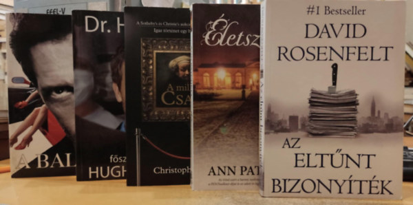 Ann Patchett, Christopher Mason, Hugh Laurie, Paul Challen David Rosenfelt - 5 db kelly ktet: Az eltnt bizonytk + letszonta + A millirdos csals + Dr. House + A balek