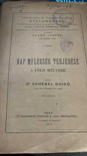 Dr. Schenzl Guid - A nap melegsg terjedse a Fld mlybe
