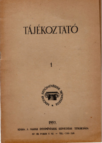 Tjkoztat 1- Magyar ptmvszetk Szvetsge 1955