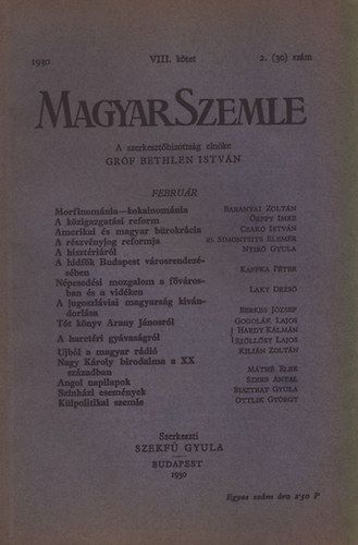 Magyar Szemle 1930. v VIII. ktet 2.(30.) szm