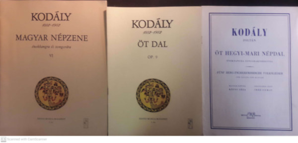 Kodály Zoltán - Magyar népzene énekhangra,zongorára VI. + Kodály öt dal OP.9 + Öt Hegyi-Mari népdal ( 3 db kotta füzet )