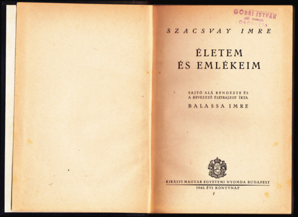 Szacsvay Imre - Életem és emlékeim