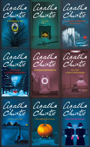Agatha Christie - 9 db Agatha Christie krimi: Holttest a könyvtárszobában + Gyilkosság meghirdetve + Lord Edgware meghal + Gyilkosság az Orient expresszen + Halál a Níluson + A harmadik lány + Halloween és halál + Az elefántok mindenre